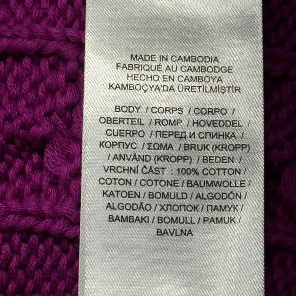 Lauren Ralph Lauren Cable Knit Sweater Hoodie XL Cotton Magenta Classic Chic - Picture 9 of 10